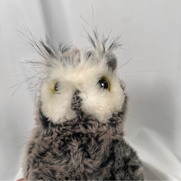 Aurora Great Horned Owl Plush Stuffed Animal — Gray/White — 9” - Picture 7 of 10